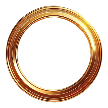 Shiny gold circular ring on a black background.