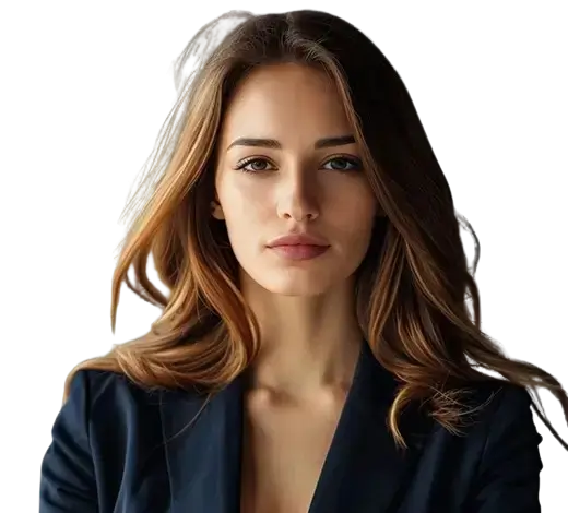 Portrait of a young woman with long light-brown hair, wearing a dark blazer, looking at the camera with a neutral expression.